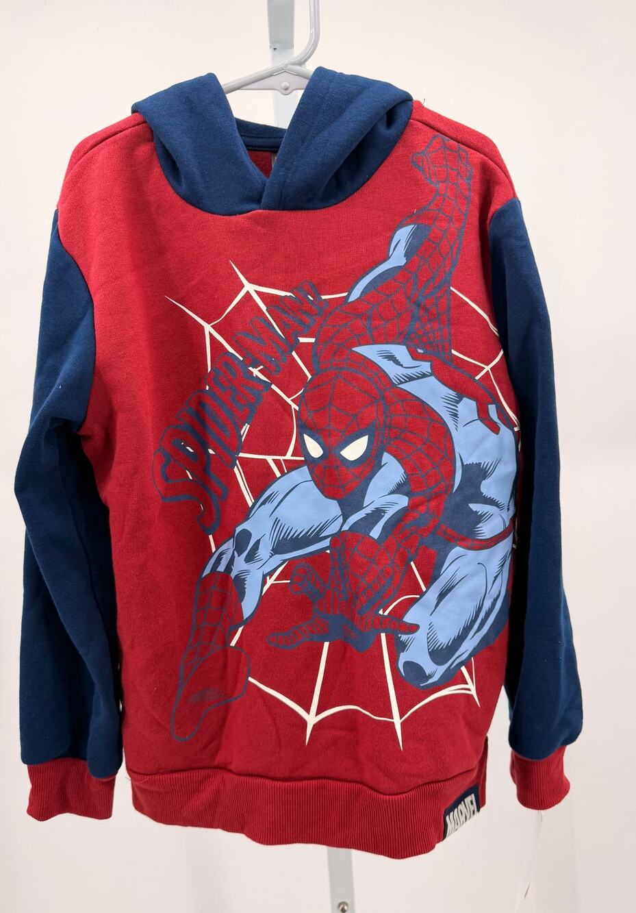 Marvel Spider-Man Boys Hoodie Red and Blue Pullover Sweatshirt Size Small